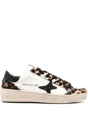 Sneakerși din piele cu imagine cu model leopard Château Lafleur-gazin alb