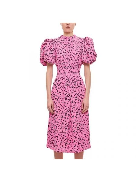 Жаккард платье миди из вискозы Rotate розовое