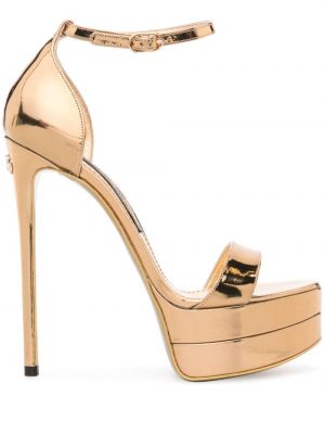 Kožené sandály Dolce & Gabbana zlaté