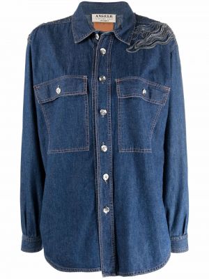 Camicia jeans con ricamo A.n.g.e.l.o. Vintage Cult, blu