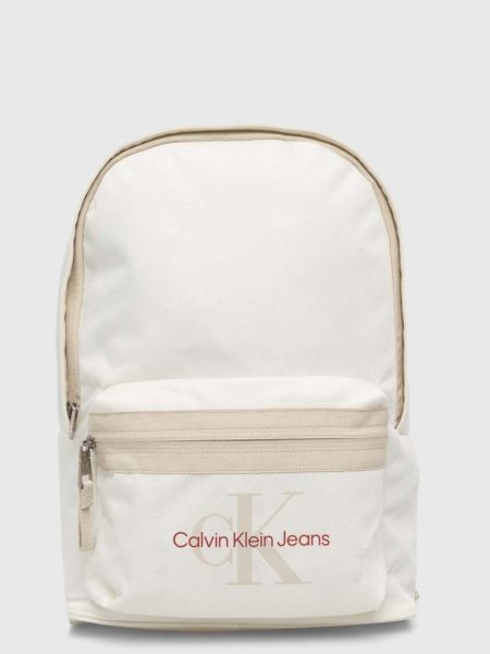Plecak z nadrukiem Calvin Klein Jeans beżowy