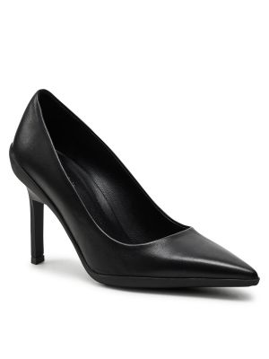 Usnjene nizki čevlji s peto z visoko peto Calvin Klein črna