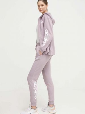 Pamučna hoodie s kapuljačom Adidas ljubičasta