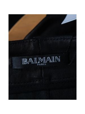 Falda de cuero Balmain Pre-owned negro