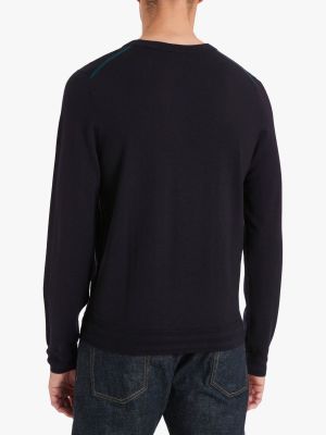 Шерстяной свитер из шерсти мериноса с круглым вырезом Paul Smith синий
