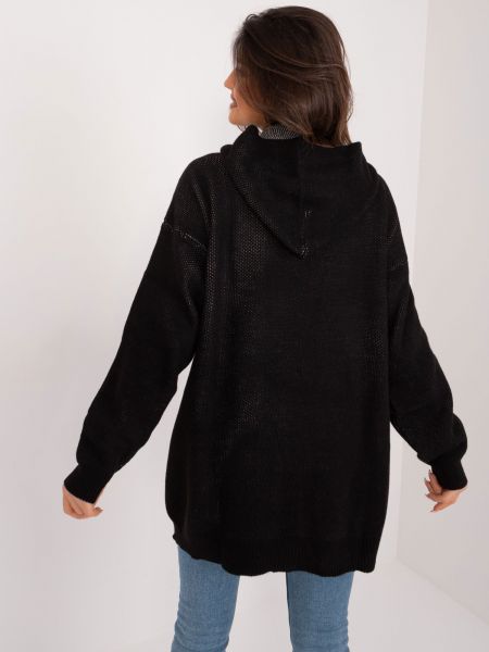 Oversized sveter s vreckami Fashionhunters čierna