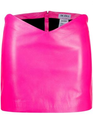 Asymetrické kožená sukně The Attico růžové