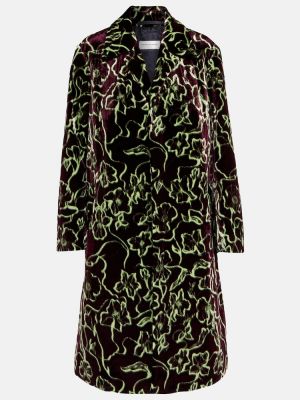 Sametový krátký kabát s potiskem Dries Van Noten fialový