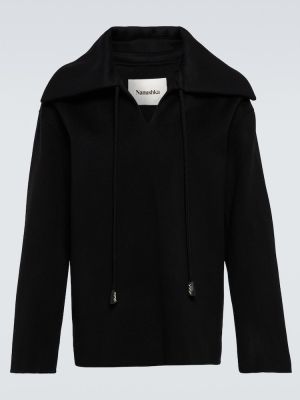 Svilena vunena jakna Nanushka crna