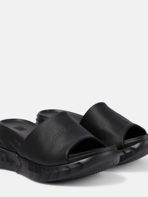 Kožené sandály na klínovém podpatku Givenchy černé