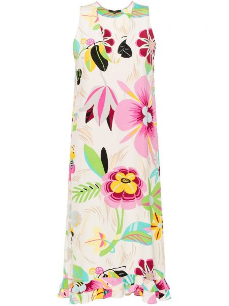 Rochie de mătase cu model floral cu imagine Gucci Pre-owned alb