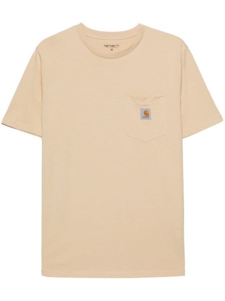 Kokvilnas t-krekls ar kabatām Carhartt Wip bēšs