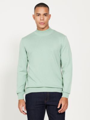 Kokvilnas džemperis ar augstu apkakli Altinyildiz Classics zaļš