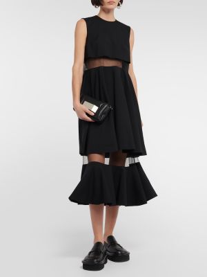 Μάλλινη μίντι φόρεμα από διχτυωτό Noir Kei Ninomiya μαύρο