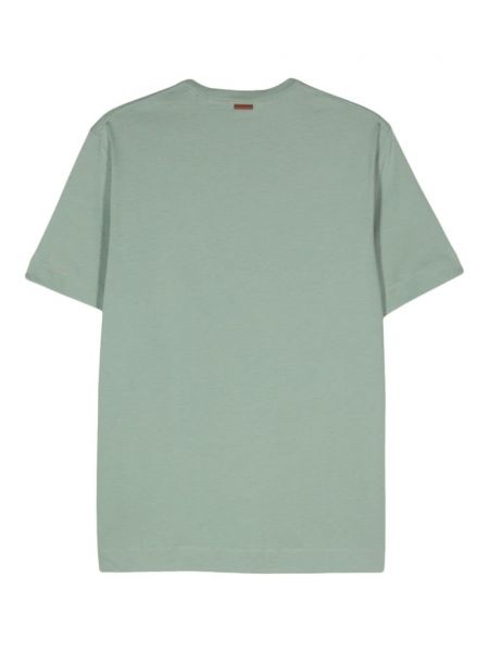 Medvilninis siuvinėtas marškinėliai Zegna žalia