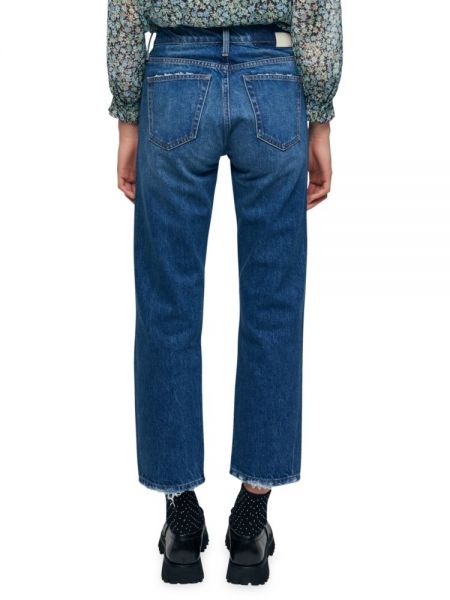 Рваные джинсы с высокой талией Maje синие