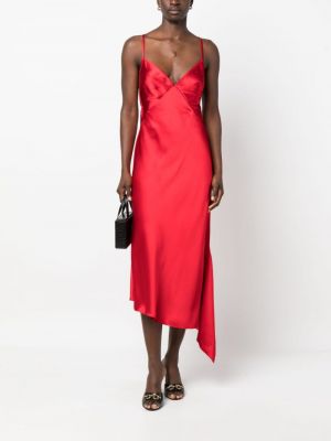 Červené asymetrické saténové večerní šaty Nº21