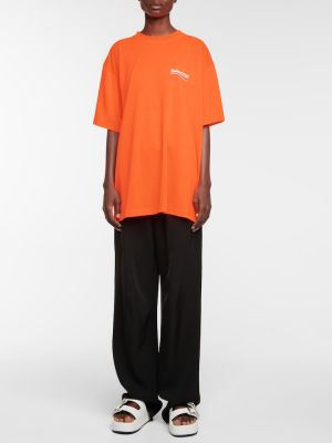 Tricou din bumbac din jerseu oversize Balenciaga portocaliu