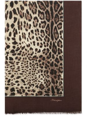 Seiden schal mit print mit leopardenmuster Dolce & Gabbana braun
