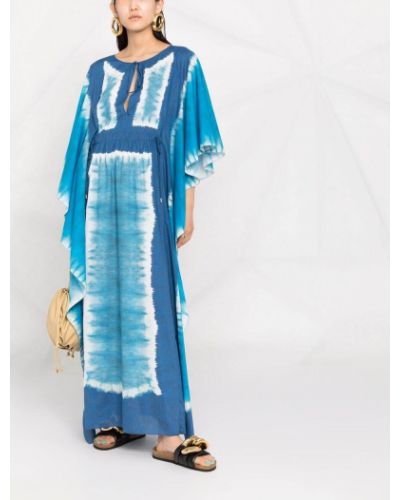 Vestido largo con estampado tie dye Alberta Ferretti azul
