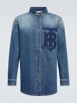 Kokvilnas džinsa krekls Burberry zils