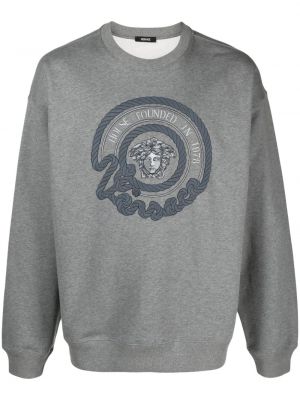 Sweatshirt mit stickerei aus baumwoll Versace grau