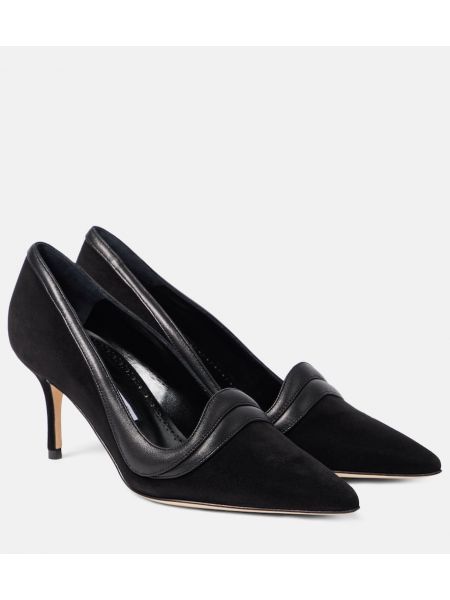 Lær semsket skinn pumps Manolo Blahnik svart