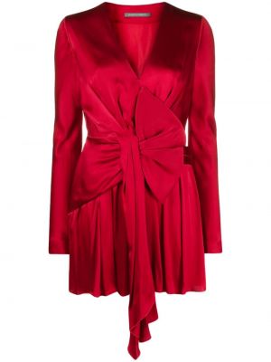 Сатенена коктейлна рокля Alberta Ferretti червено