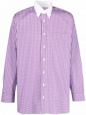 Péřová kostkovaná košile s knoflíky Mackintosh fialová