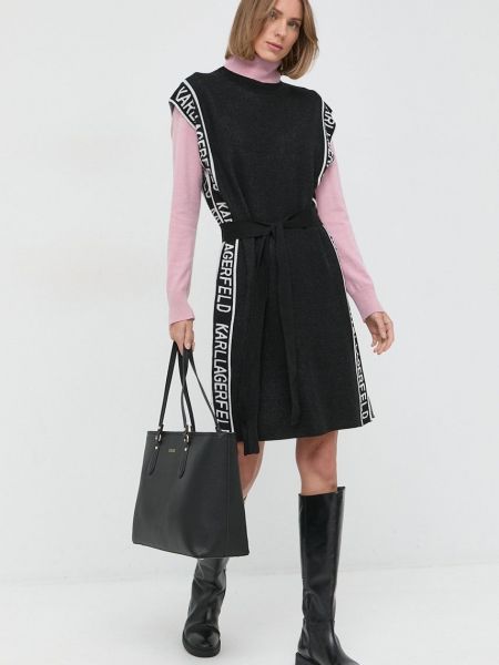 Karl Lagerfeld gyapjú ruha fekete, mini, egyenes