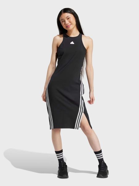 Бавовняна сукня міді Adidas чорна