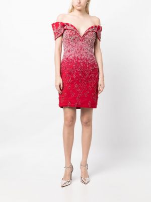 Sukienka wieczorowa z koralikami Saiid Kobeisy czerwona