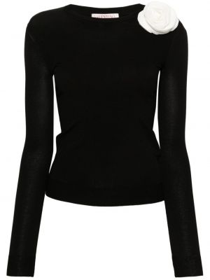 Φλοράλ πουλόβερ με στρογγυλή λαιμόκοψη Valentino Garavani μαύρο