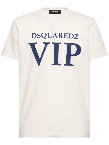 Camiseta de algodón de tela jersey Dsquared2 blanco