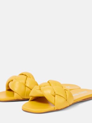 Kožené sandále Miu Miu žltá