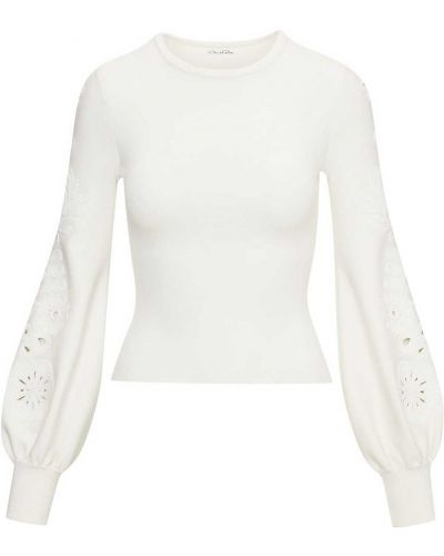 Jersey con bordado de flores de tela jersey Oscar De La Renta blanco