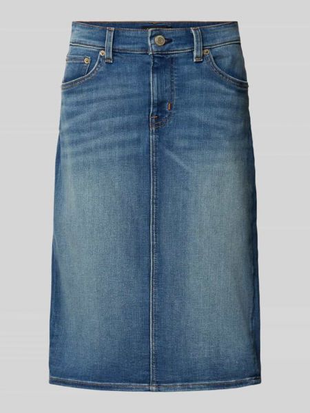 Niebieska spódnica jeansowa z kieszeniami Lauren Ralph Lauren