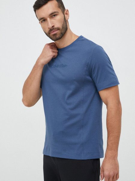 Меланж тениска с дълъг ръкав Calvin Klein Performance синьо