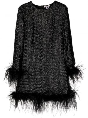 Hedvábné dlouhé šaty s flitry s dlouhými rukávy Gilda & Pearl - černá