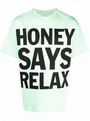 Camiseta de algodón con estampado Honey Fucking Dijon verde