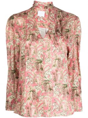 Блуза на цветя с принт с v-образно деколте Merci розово