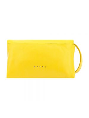 Bolsa de hombro de cuero con estampado Marni amarillo