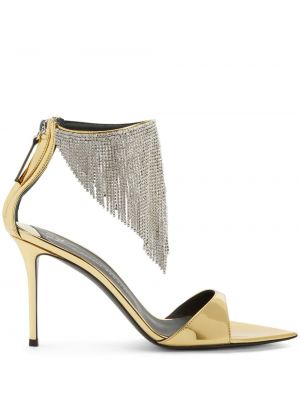 Sandale cu franjuri de cristal Giuseppe Zanotti auriu