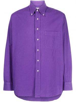 Bavlnená košeľa s výšivkou Saint Laurent Pre-owned fialová