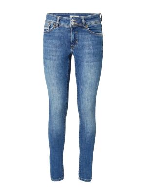Obnosené skinny fit džínsy s vysokým pásom na zips Edc By Esprit - tmavo modrá