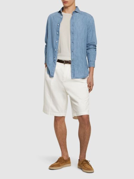 Pantalones cortos de algodón Brunello Cucinelli blanco
