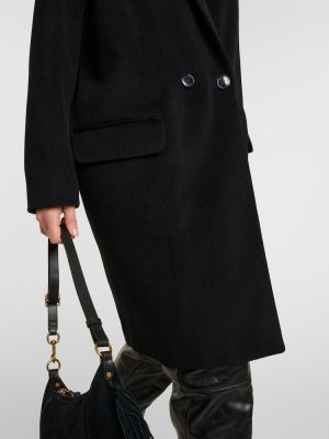 Gyapjú rövid kabát Isabel Marant fekete