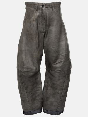 Kožené nohavice s vysokým pásom Dodo Bar Or čierna