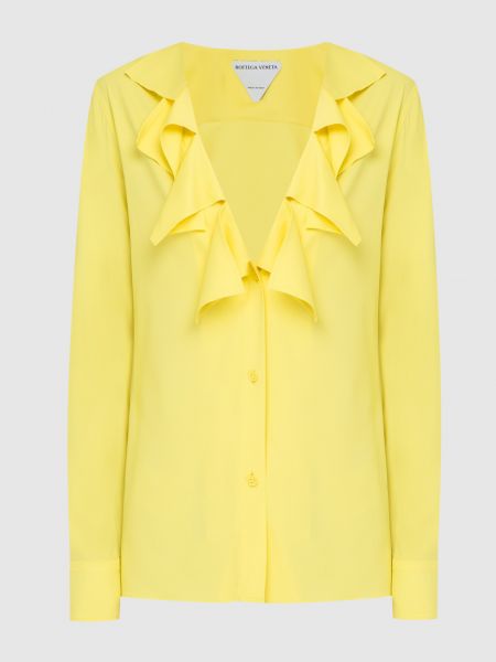 Блуза з v-подібним вирізом з рюшами Bottega Veneta жовта