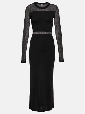 Priehľadné pletené dlouhé šaty Totême čierna